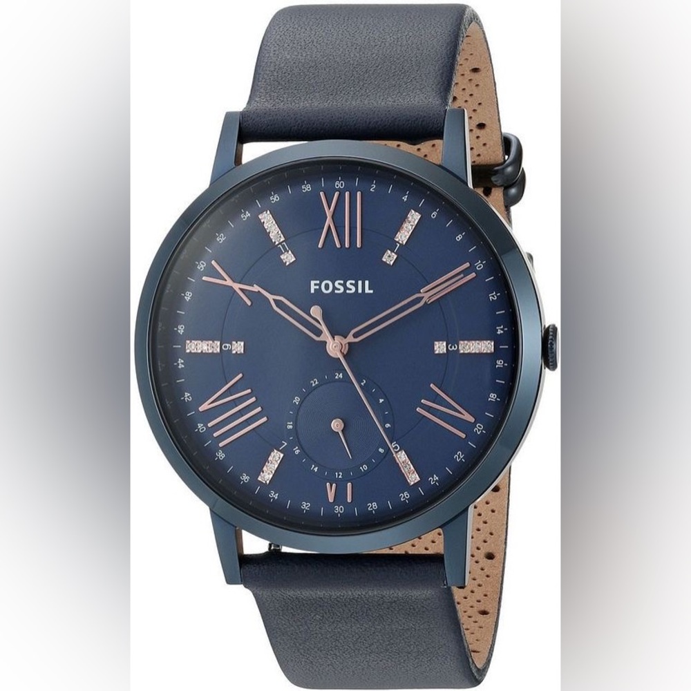 Fossil Womens Gazer Blue Multifunction Watch ES4109 - navy blue, stainless steel